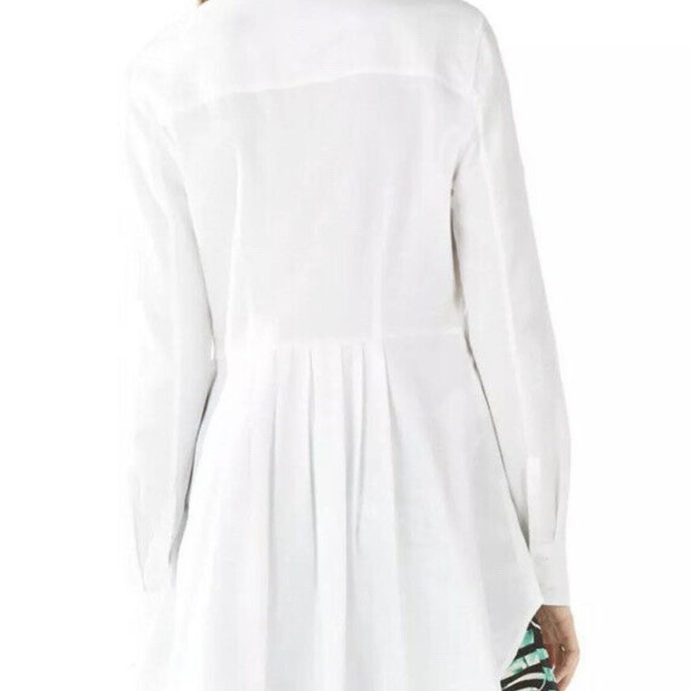 BCBGMaxAzria White Peplum back Dress Shirt s:L
